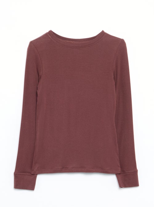 T-shirt manches longues laine mélangée - Kiabi