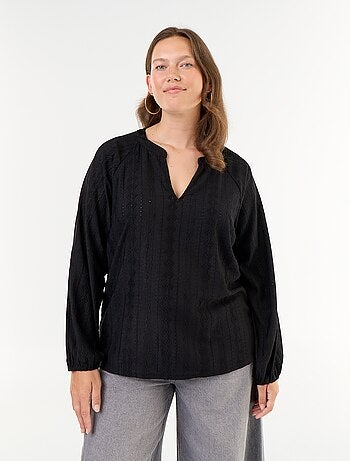 T-shirt manches longues matière ajourée