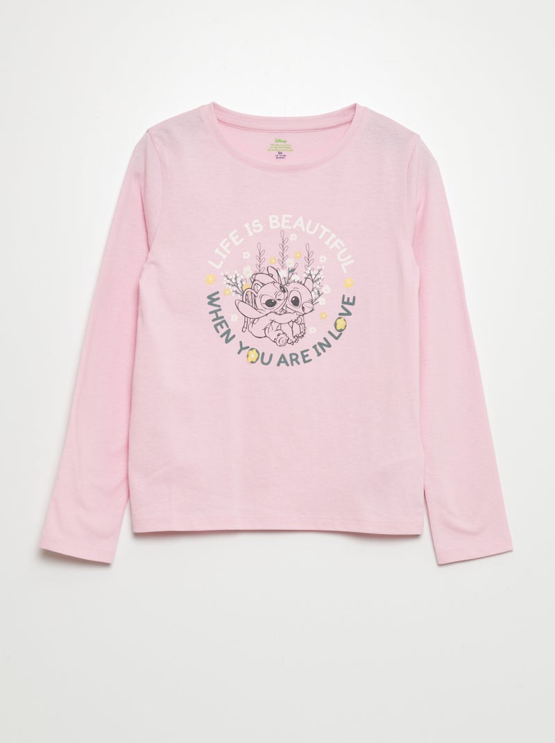 T-shirt manches longues 'Stitch' 'Disney' Rose - Kiabi