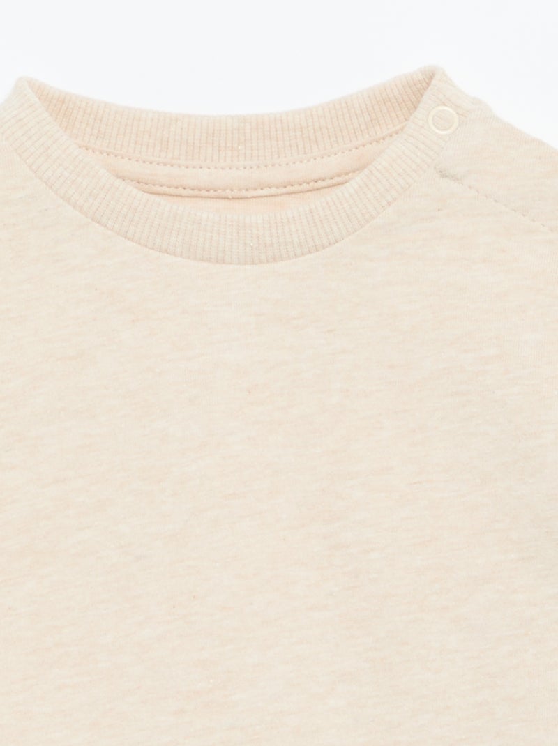 T-shirt manches longues uni Beige - Kiabi