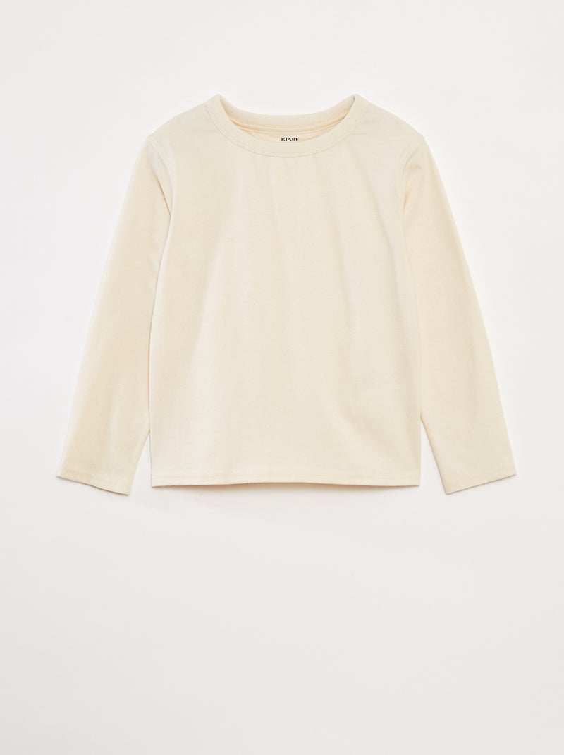 T-shirt manches longues uni Blanc - Kiabi