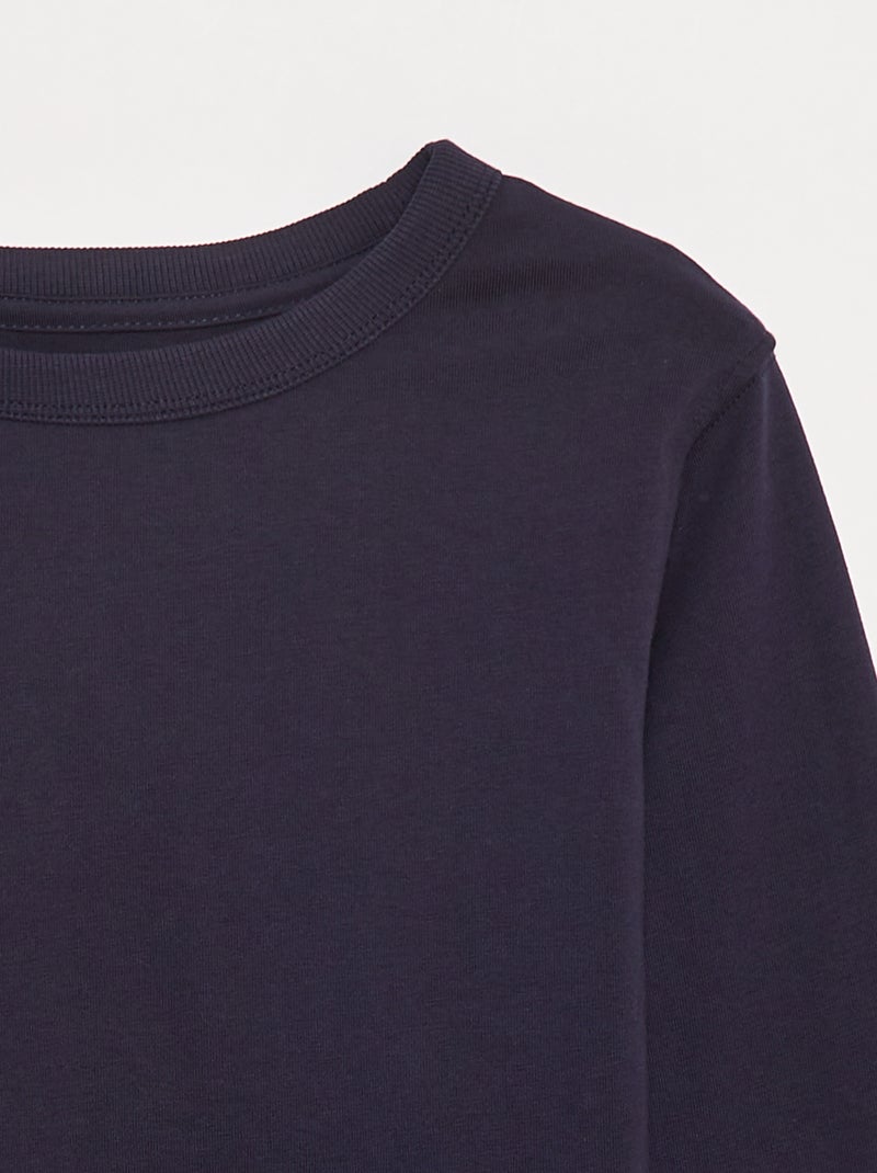 T-shirt manches longues uni Bleu - Kiabi
