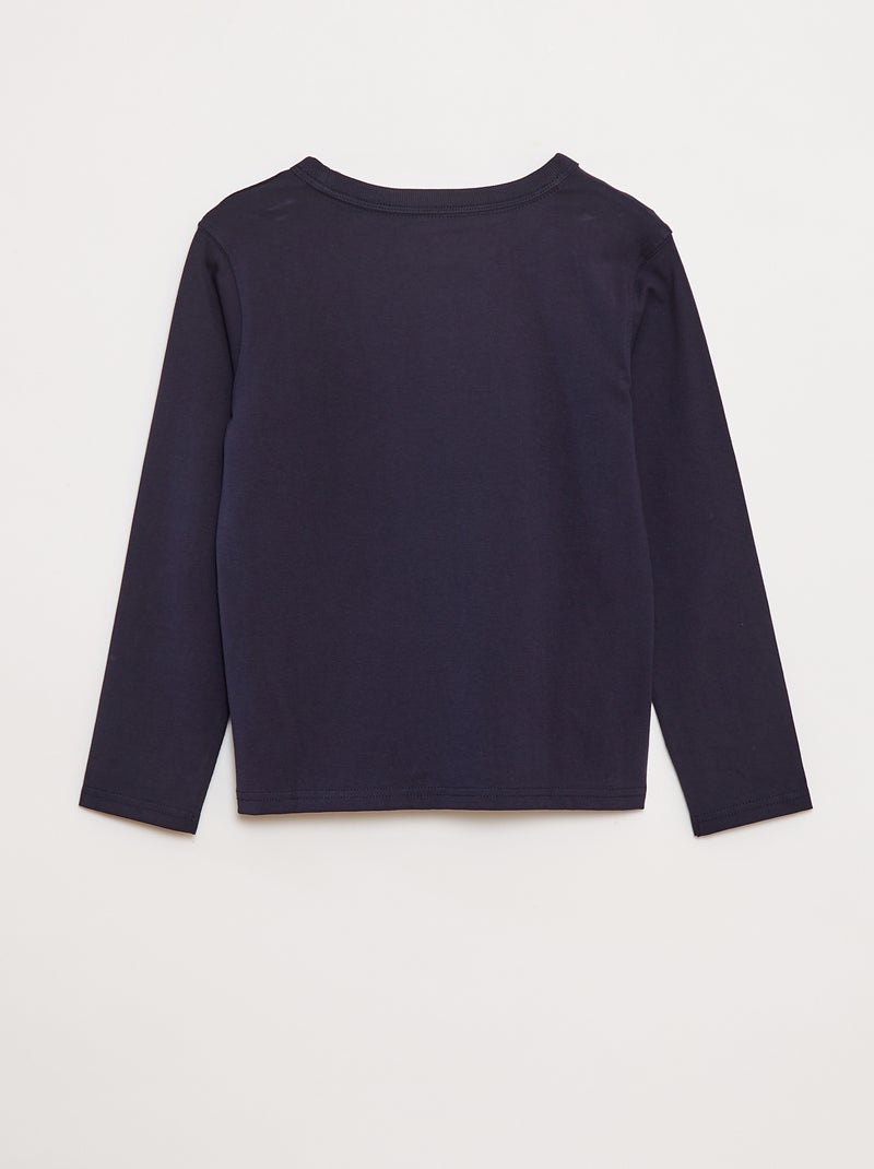 T-shirt manches longues uni Bleu - Kiabi