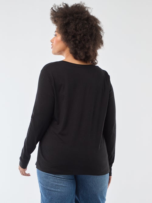 T-shirt manches longues uni en jersey - Kiabi