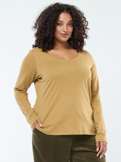 T-shirt manches longues uni en jersey - Kiabi
