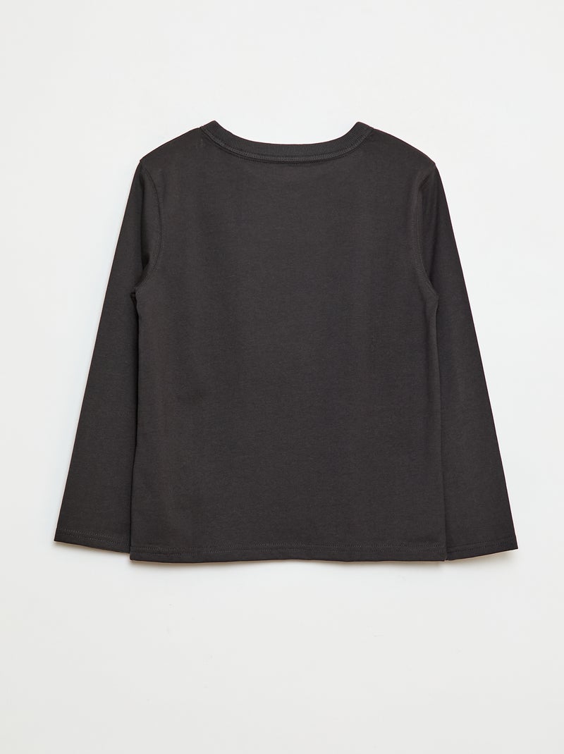 T-shirt manches longues uni Gris - Kiabi