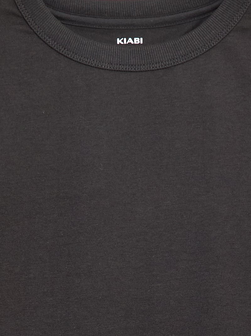 T-shirt manches longues uni Gris - Kiabi
