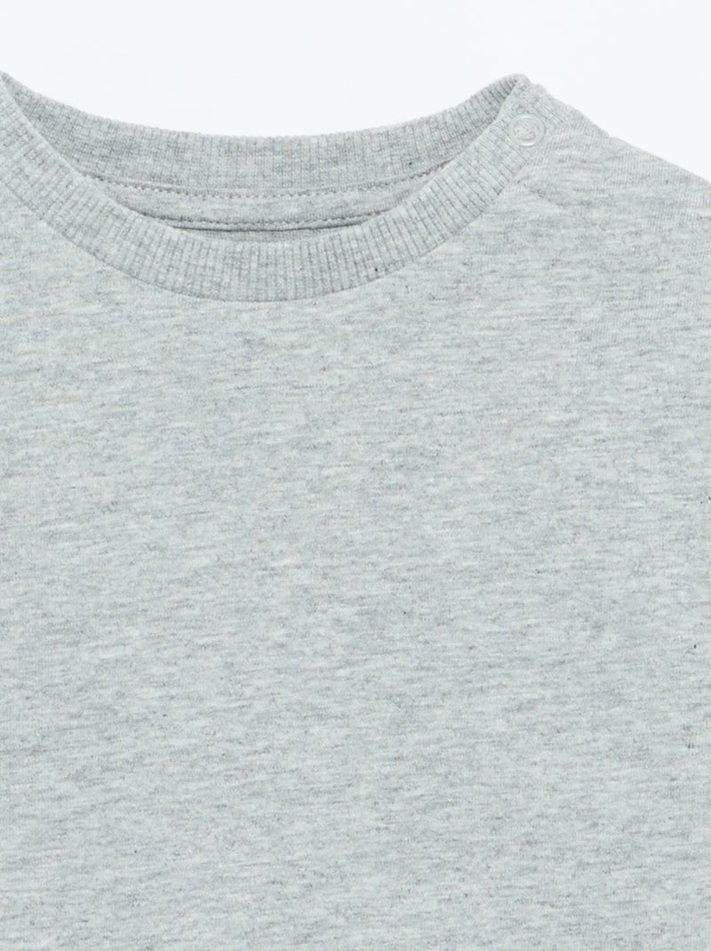 T-shirt manches longues uni Gris - Kiabi