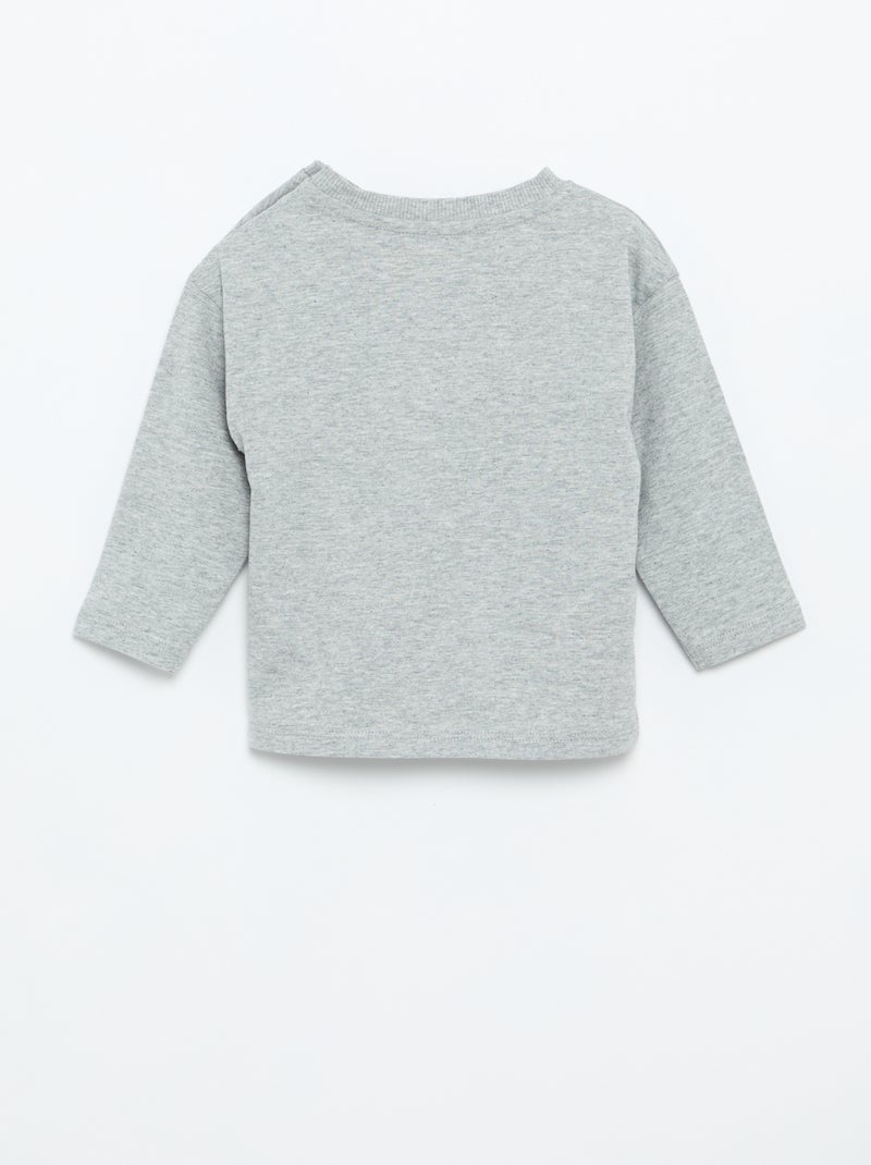 T-shirt manches longues uni Gris - Kiabi