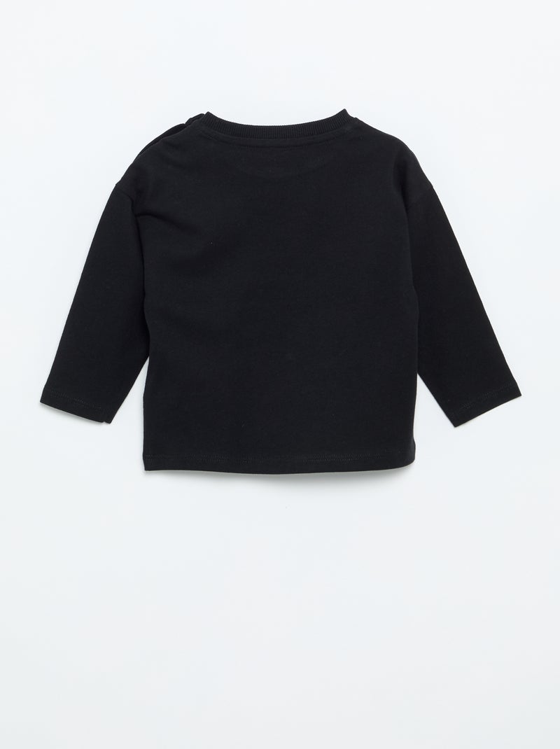 T-shirt manches longues uni Noir - Kiabi