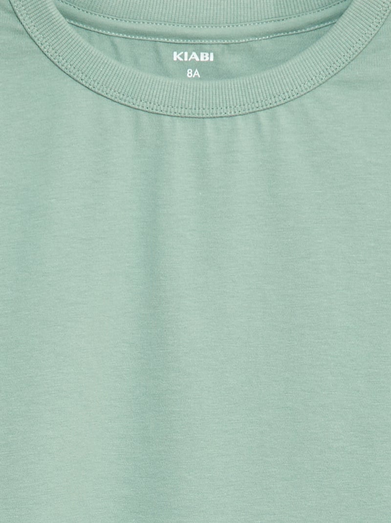T-shirt manches longues uni Vert - Kiabi