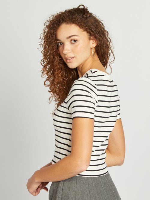 T-shirt marinière en coton stretch - Kiabi