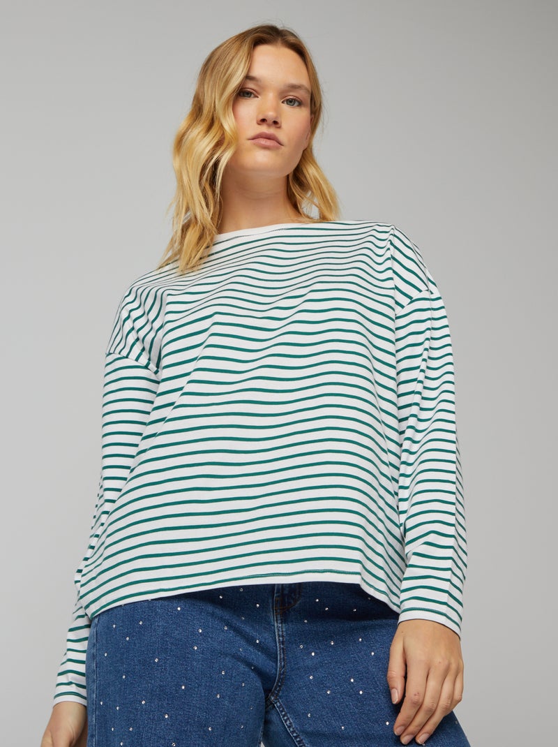 T-shirt marinière Vert - Kiabi