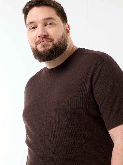 T-shirt matière fantaisie côtelée - Kiabi