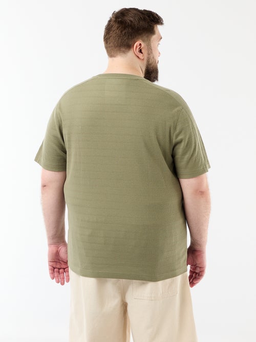 T-shirt matière fantaisie côtelée - Kiabi