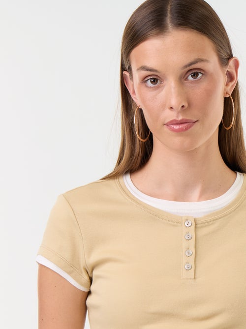 T-shirt met 2-in-1-effect en korte mouwen - Kiabi