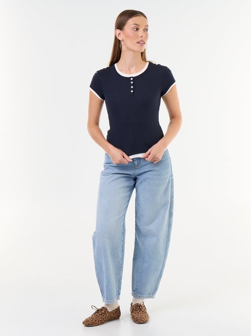 T-shirt met 2-in-1-effect en korte mouwen - Kiabi