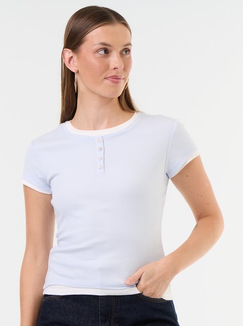 T-shirt met 2-in-1-effect en korte mouwen - Kiabi