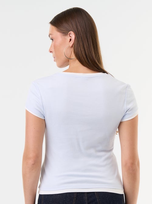 T-shirt met 2-in-1-effect en korte mouwen - Kiabi