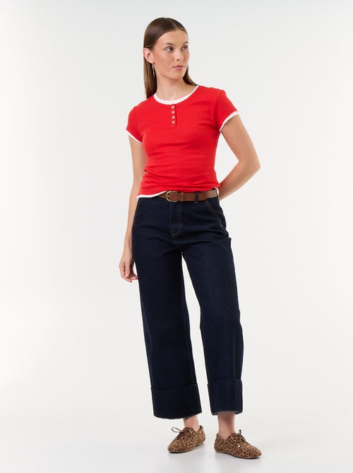 T-shirt met 2-in-1-effect en korte mouwen - Kiabi