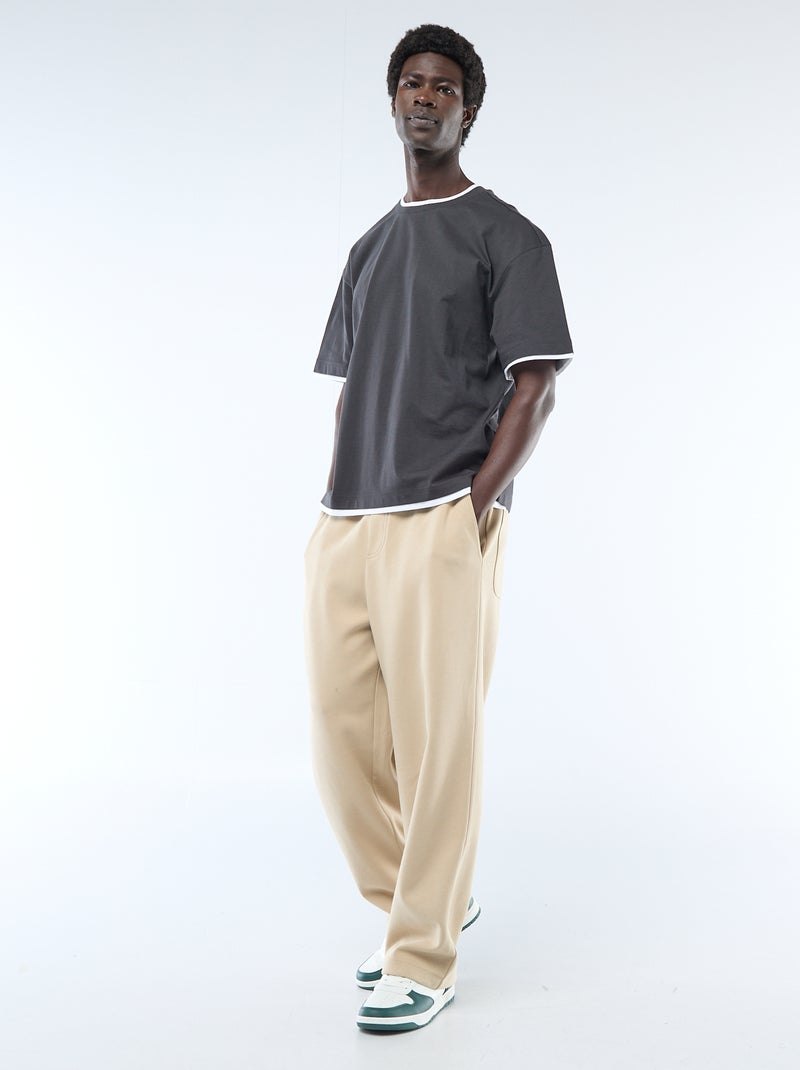 T-shirt met 2-in-1 effect en korte mouwen Zwart - Kiabi