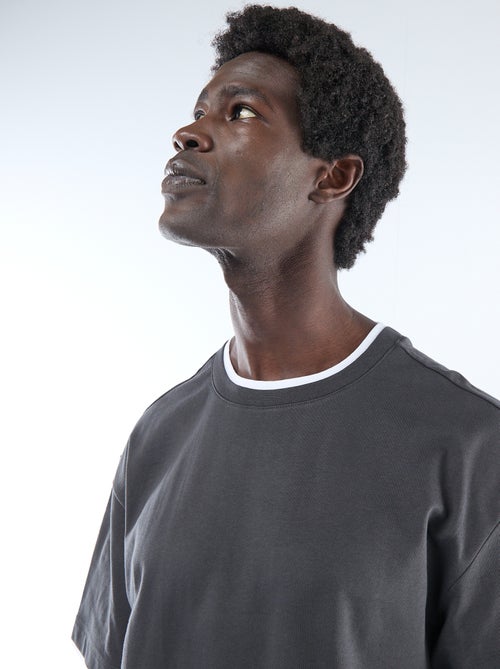 T-shirt met 2-in-1 effect en korte mouwen - Kiabi