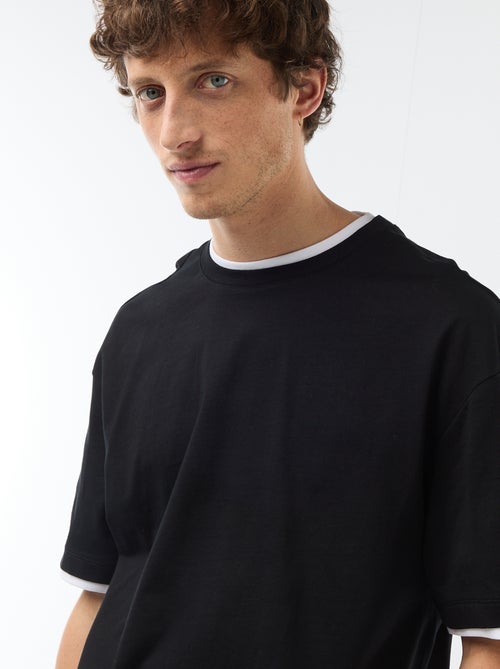 T-shirt met 2-in-1 effect en korte mouwen - Kiabi