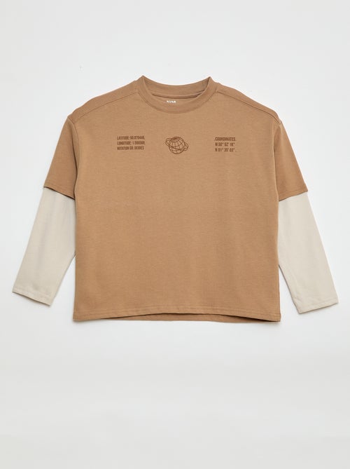 T-shirt met 2-in-1-effect en lange mouwen - Kiabi