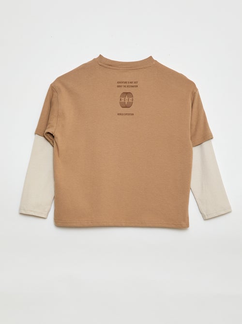 T-shirt met 2-in-1-effect en lange mouwen - Kiabi