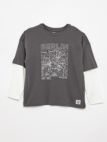 T-shirt met 2-in-1-effect en lange mouwen