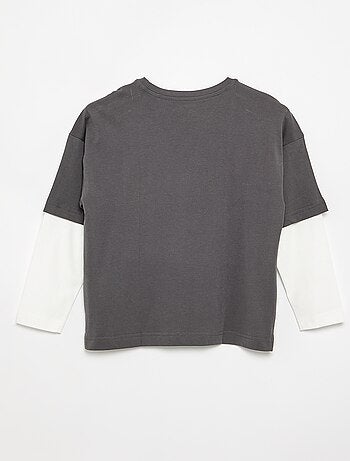 T-shirt met 2-in-1-effect en lange mouwen