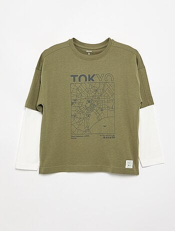 T-shirt met 2-in-1-effect en lange mouwen
