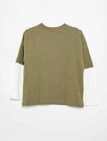 T-shirt met 2-in-1-effect en lange mouwen