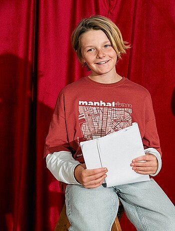 T-shirt met 2-in-1-effect en lange mouwen