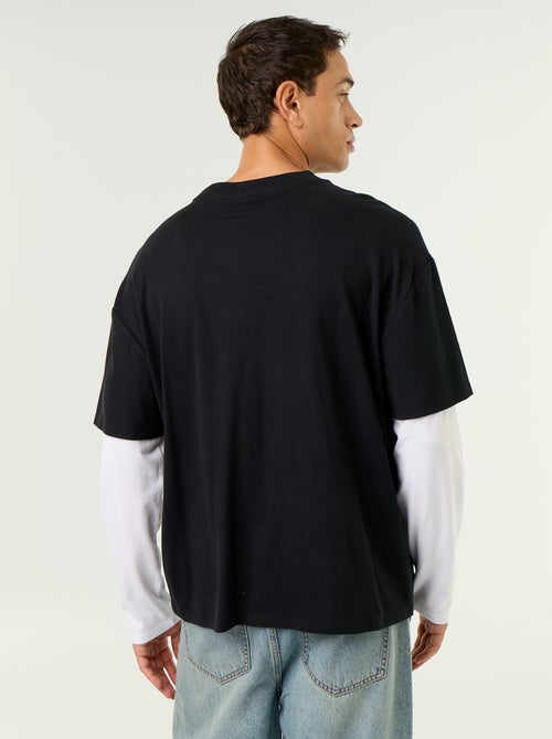 T-shirt met 2-in-1-effect en lange mouwen - Kiabi
