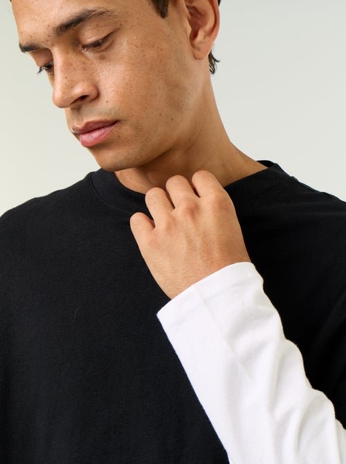 T-shirt met 2-in-1-effect en lange mouwen - Kiabi