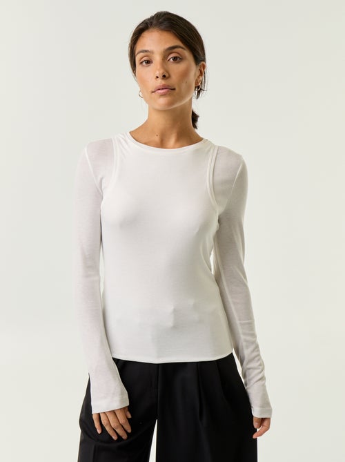 T-shirt met 2-in-1-effect en topje - Kiabi