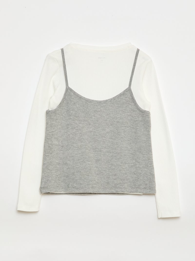 T-shirt met 2-in-1-effect met singlet Wit - Kiabi