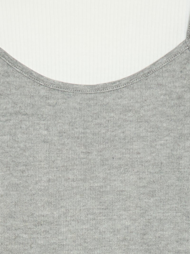 T-shirt met 2-in-1-effect met singlet Wit - Kiabi