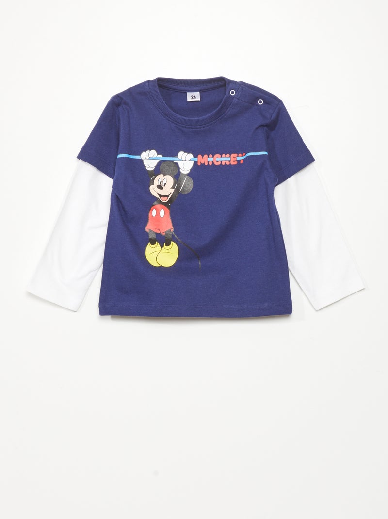 T-shirt met 2-in-1-effect 'Mickey Mouse' BLAUW - Kiabi