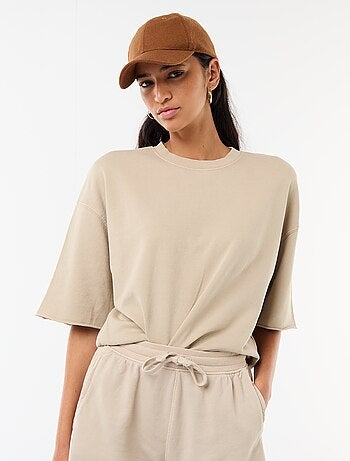 T-shirt met 3/4-mouwen van French Terry