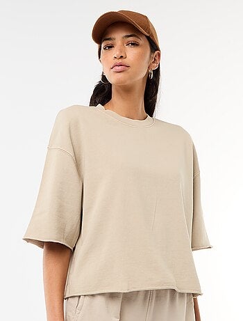 T-shirt met 3/4-mouwen van French Terry
