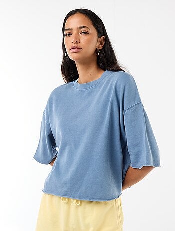 T-shirt met 3/4-mouwen van French Terry