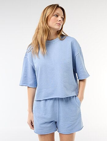 T-shirt met 3/4-mouwen van French Terry