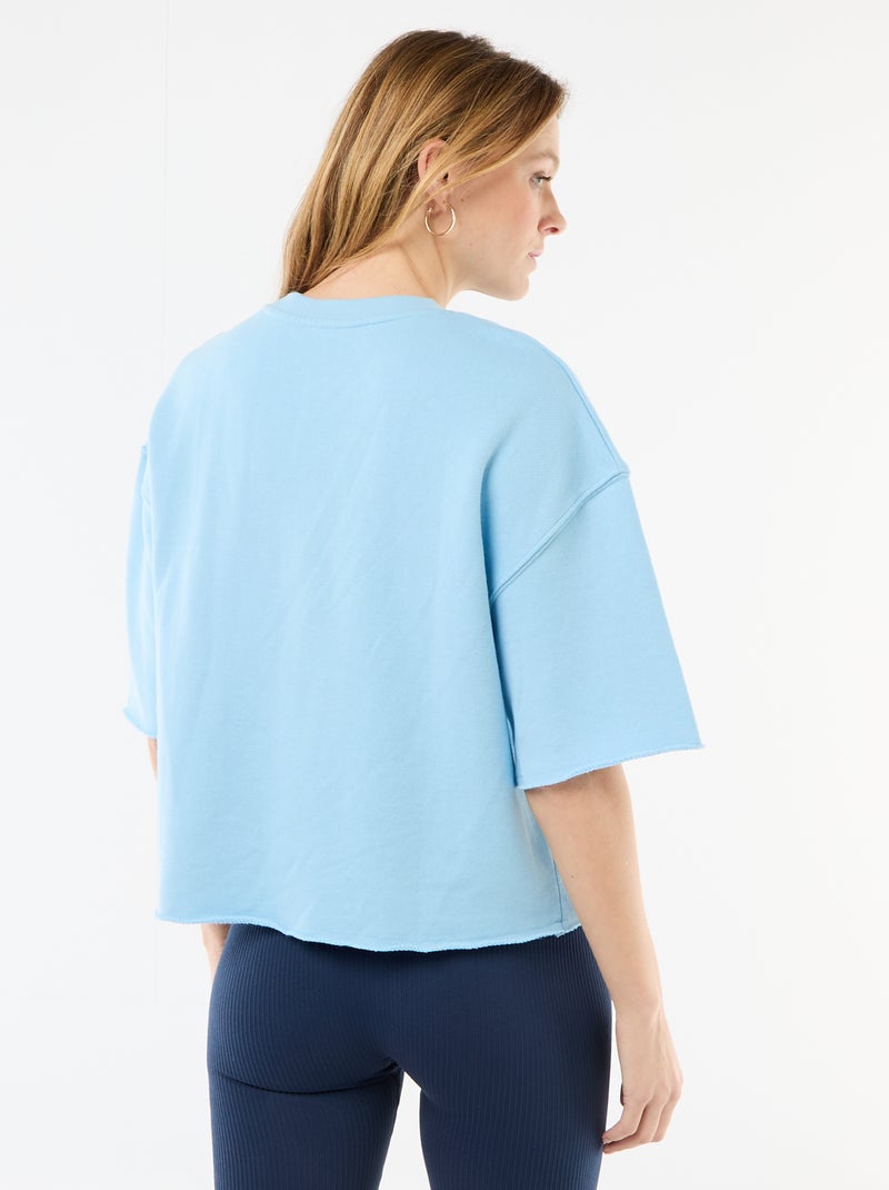 T-shirt met 3/4 mouwen van French Terry Blauw - Kiabi