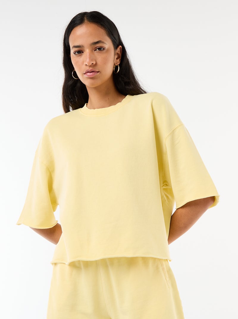 T-shirt met 3/4-mouwen van French Terry Geel - Kiabi