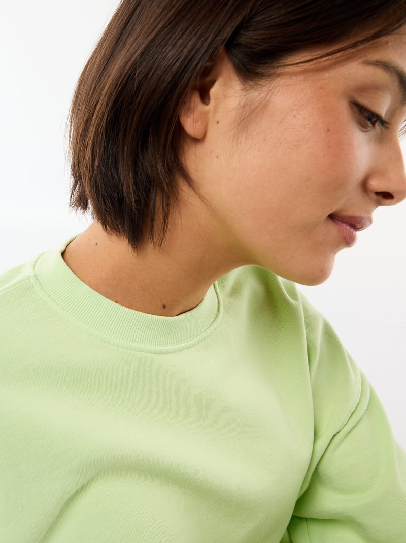 T-shirt met 3/4-mouwen van French Terry Groen - Kiabi