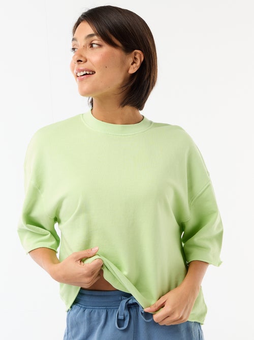 T-shirt met 3/4-mouwen van French Terry - Kiabi