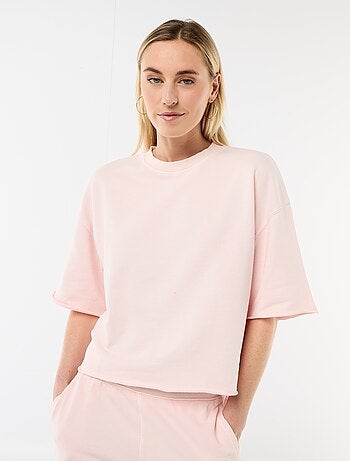 T-shirt met 3/4-mouwen van French Terry