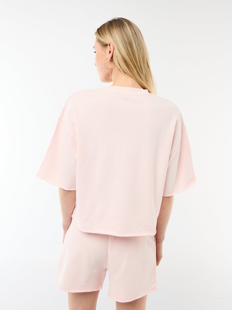 T-shirt met 3/4-mouwen van French Terry Rose - Kiabi